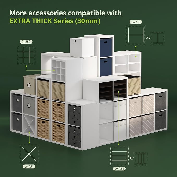 Furinno Cubicle Book Shelf, 3-Cube Bookshelf, Extra Thick Frame Horizontally & - Image 4