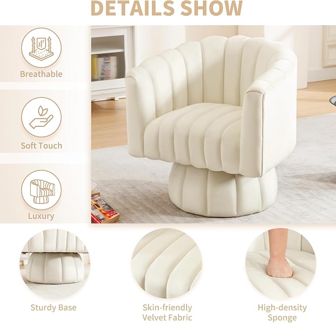 Swivel Accent Barrel Chair Set of 2- Cute Comfy Small Round 360° Arm Chair - Image 4