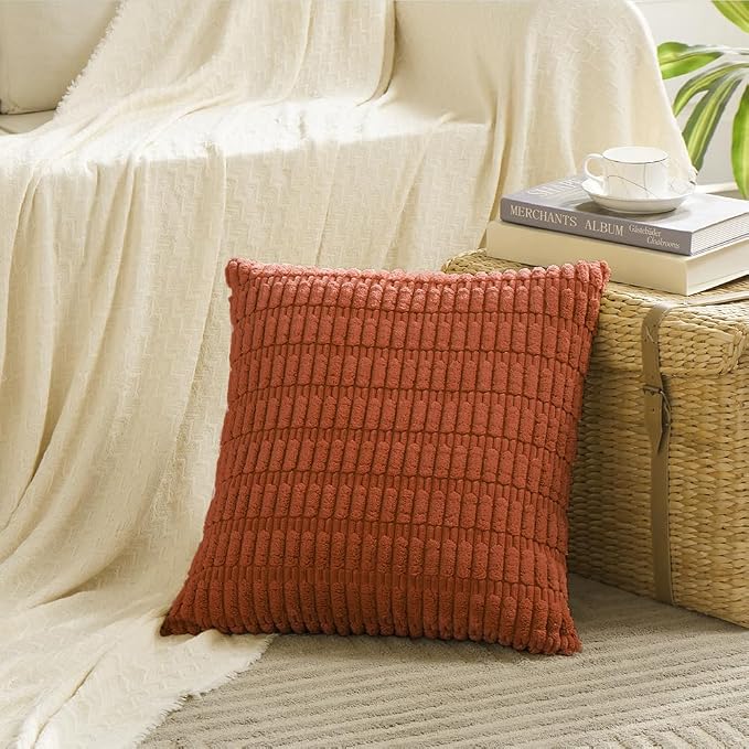 Fancy Homi 4 Packs Boho Burnt Orange Fall Decorative Throw Pillow Covers 20x20 - Image 2