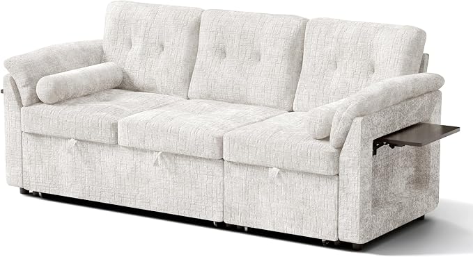 Convertible Sleeper Sofa Bed, 63 Inch Chenille Pull Out Couch - Image 12