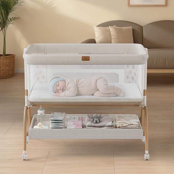 Baby Bassinet Bedside Crib, 3-in-1 Baby Bassinet Bedside Sleeper by BabyBond