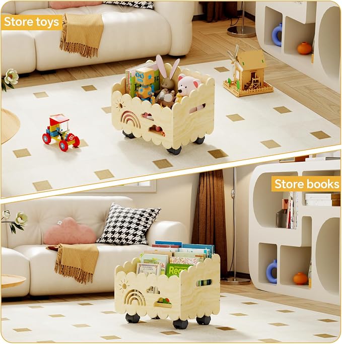 Wood Kids Bookshelf, Montessori Bookshelf, - Image 3