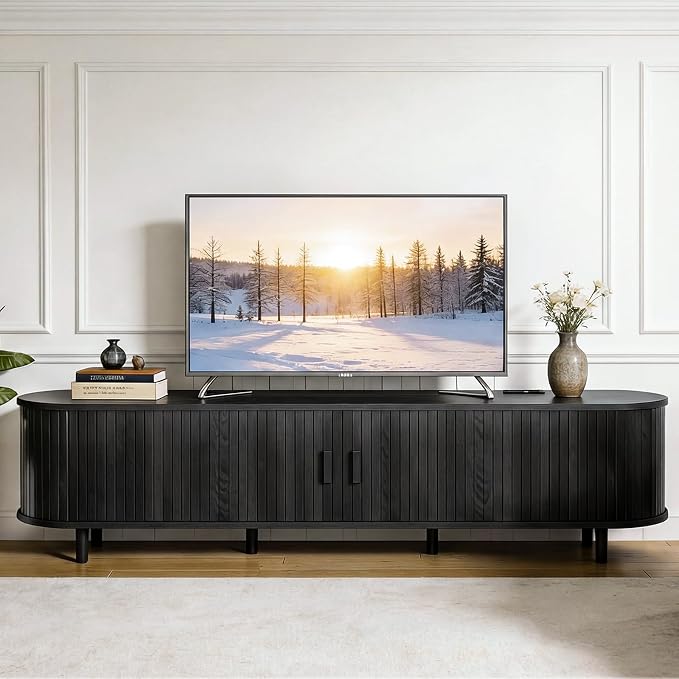 80" Mid Century Modern TV Stand, Wood TV Consoles - Image 3