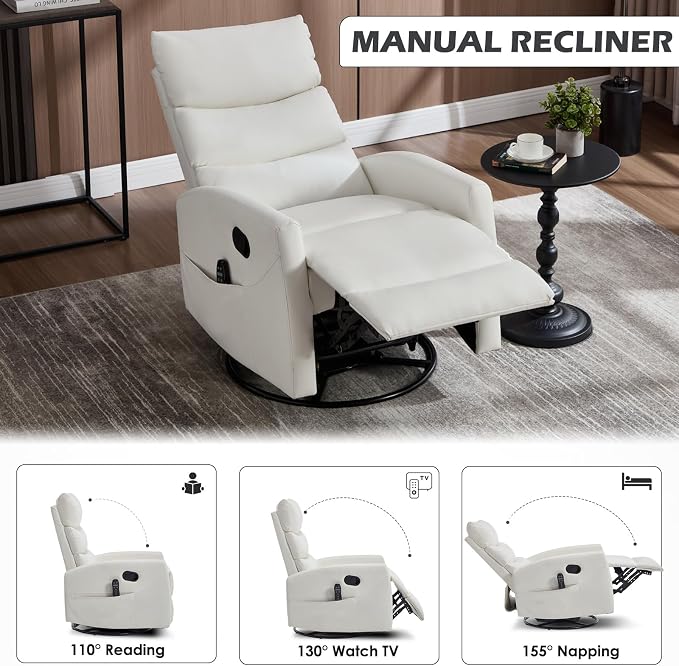 Trustyue Swivel Rocker Recliner Chair, 360° Swivel Recliner - Image 6