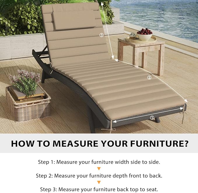 Sundale Outdoor Olefin Quilted Lounge Cushion Set of 4, Patio Foldable Chaise - Image 8
