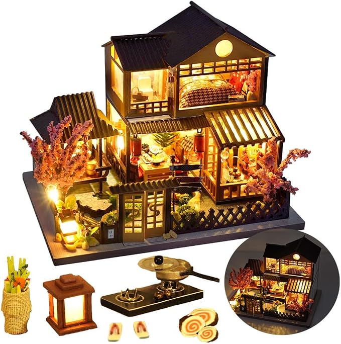 TOPBSFARNY Miniature Wooden Dollhouse Japanese House DIY Doll House Kit Villa - Image 8