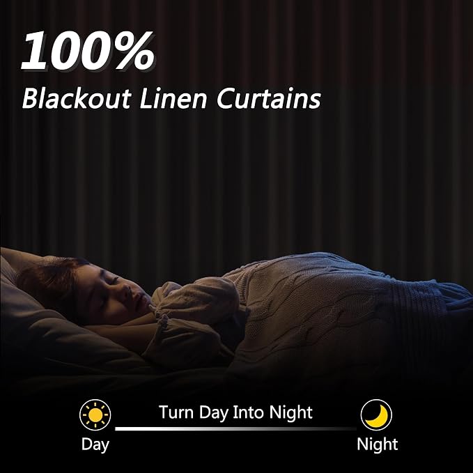Guken Grey 100% Blackout Curtains 96 Inch Length 2 Panels Set - Image 2