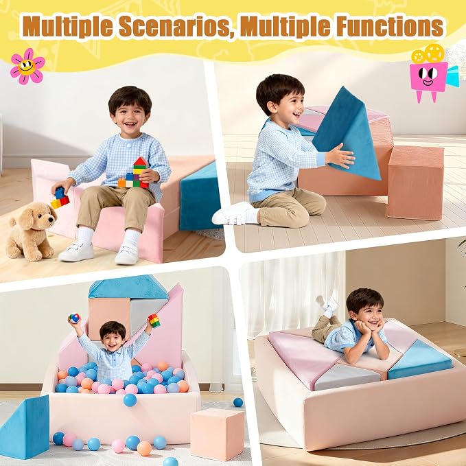 Tangram Puzzles Modular Kids Play Couch Building Fort, Children Explorer Sofa - Image 7