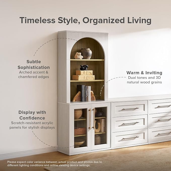 mopio Blake Tall Display Cabinet, Kitchen Buffet Pantry Cupboard, Trophy - Image 3
