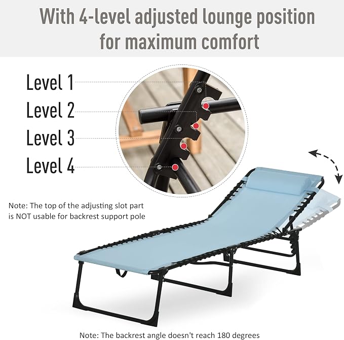 Outsunny Folding Chaise Lounge Chair, Patio Sun Tanning Chair, Outdoor Chaise - Image 4
