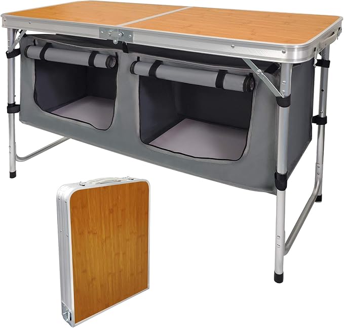 CampLand Outdoor Folding Table Aluminum Lightweight Height Adjustable by CampLand