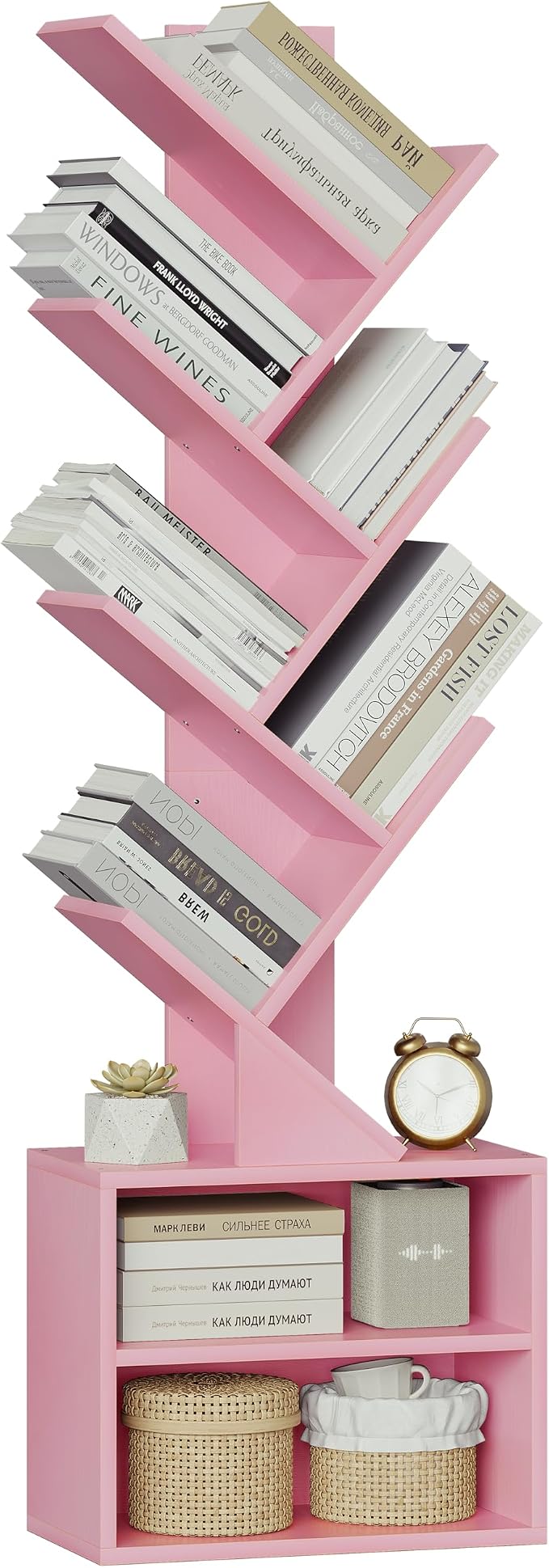 SUNMORY 6 Tier Tree Bookshelf, Small Bookcase - Image 9