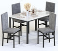 AWQM 5 Piece Dining Table Set for 4, Faux Marble Kitchen Table and Chairs for 4 by AWQM