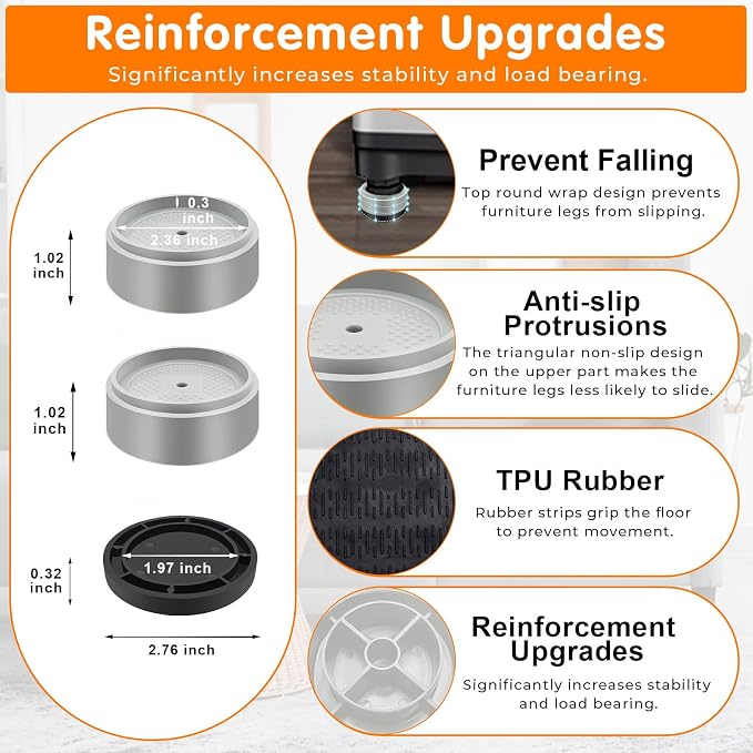 Furniture Risers Bed Risers Heavy Duty 1 inch, 2 inch, 3 inch, 4 inch Round - Image 5