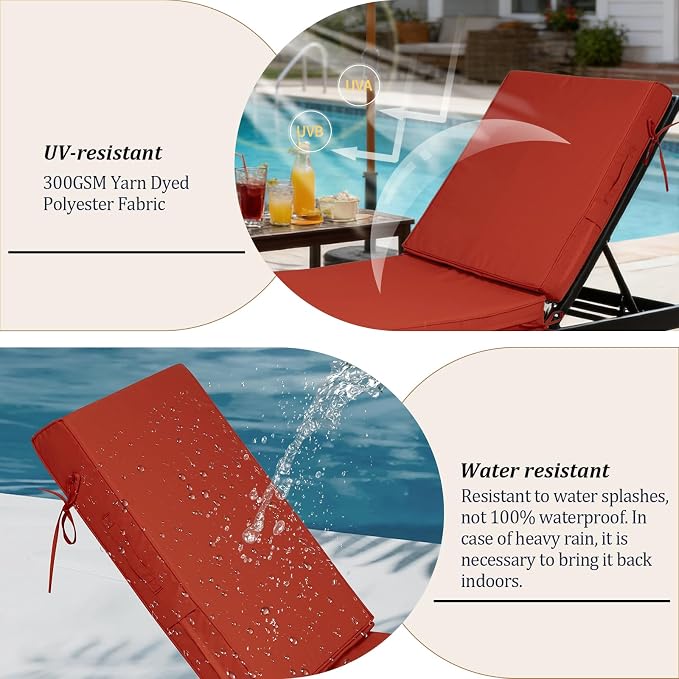 80x26x4in Lounge Cushions for Outdoor Furniture, Outdoor Lounge Chair Cushions - Image 5