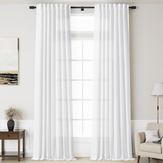 Nanspring Extra Long Linen Curtains 136 Inches Long by Nanspring