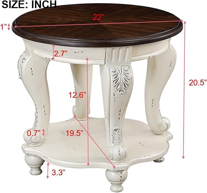 Round End Table for Living Room, Solid Wood Sofa Side Table - Image 3