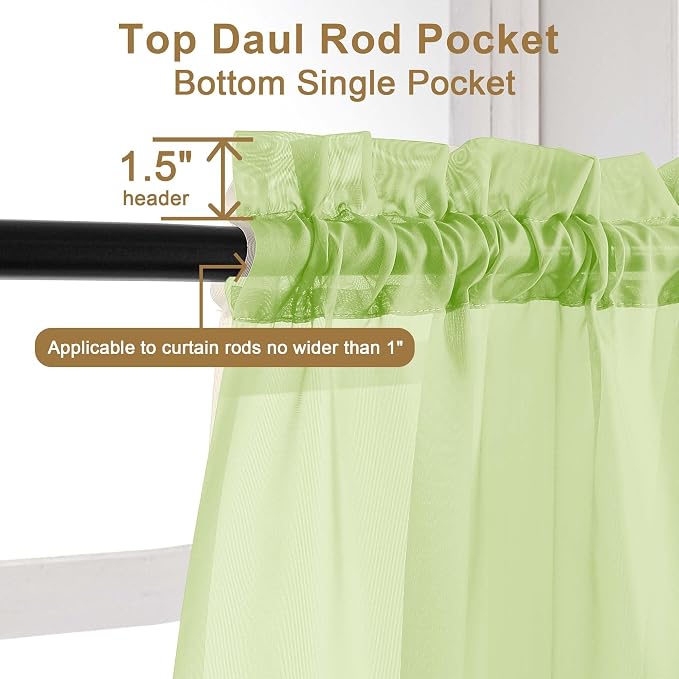 Chyhomenyc Extra Long Sheer Curtains 120 Inches Long 2 Panels Set, Light - Image 5