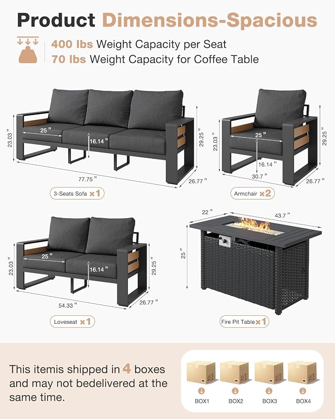 Aoxun Aluminum Patio Furniture Set - Image 7