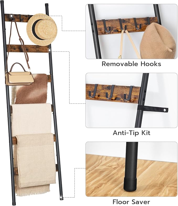 HOOBRO Blanket Ladder, 6-Tier Towel Rack - Image 6