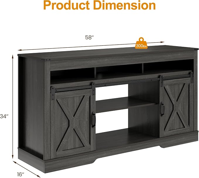 RoyalCraft TV Stand for 65+ Inch TV: Farmhouse Entertainment Center - Image 2