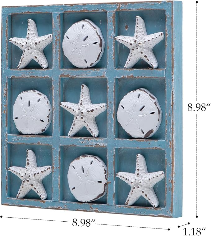 NIKKY HOME Beach Decor Tic Tac Toe Wood Board Travel Game - Image 5