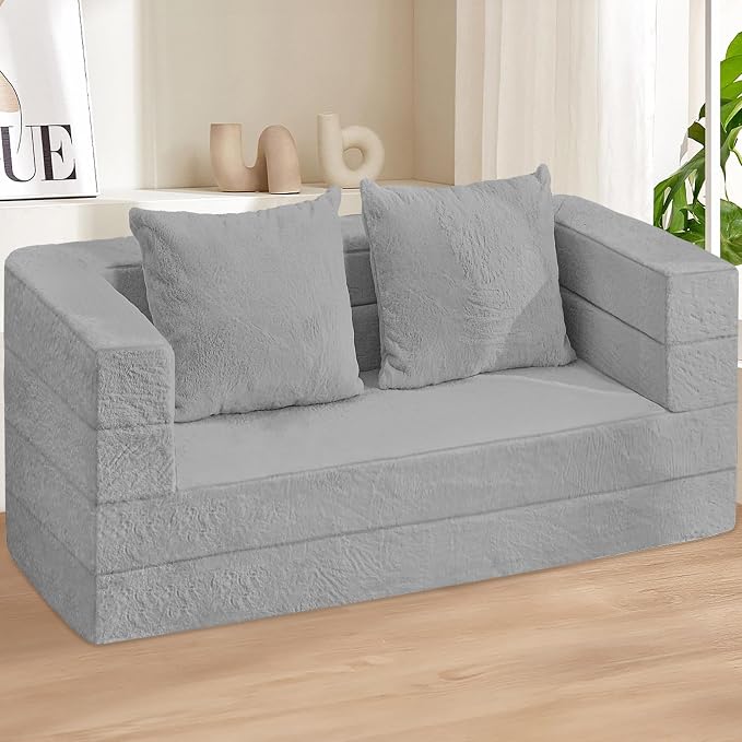 Futon Sofa Bed with Pillow, 3-in-1 Sleeper Sofa Bed with Removable Cover - Image 2
