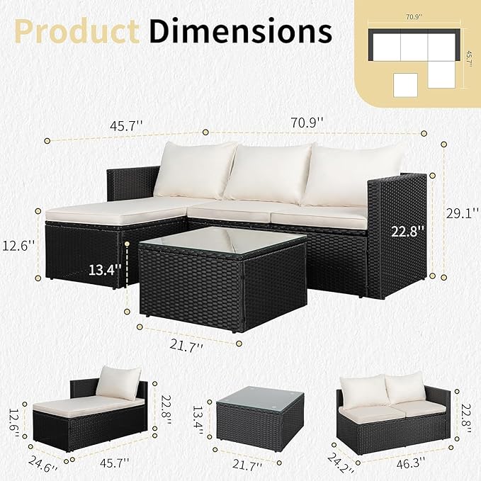 JAMFLY 3-Piece Outdoor Sectional Sofa Set - Image 2