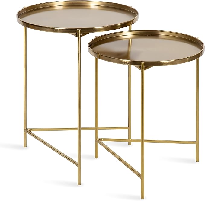 Kate and Laurel Ulani Modern Nesting Side Table; Set of 2; Gold; Sophisticated by KateandLaurel