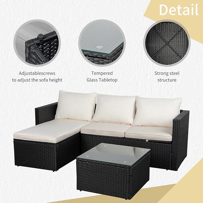JAMFLY 3-Piece Outdoor Sectional Sofa Set - Image 4