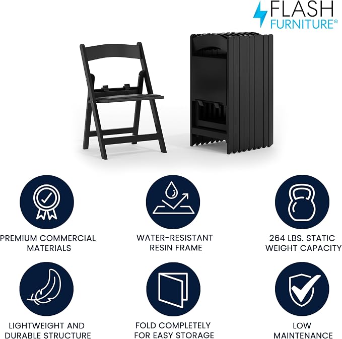 Flash Furniture Hercules Set of 10 Kids Black Resin Folding Chair - Image 4