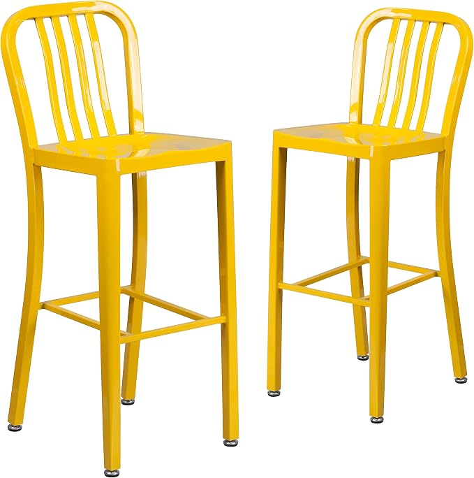 Flash Furniture Gael Commercial Grade 2 Pack 30" High Yellow Metal by FlashFurniture