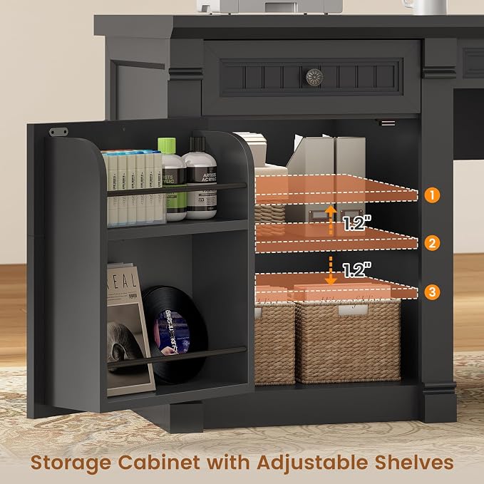 SEDETA L Shaped Desk with 4 Drawers, Corner Computer Desk with Power Strip - Image 6