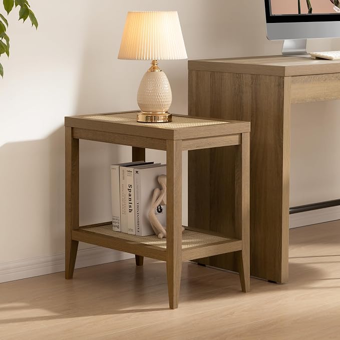 SICOTAS Rattan Night Stand Bedside Table - Image 3