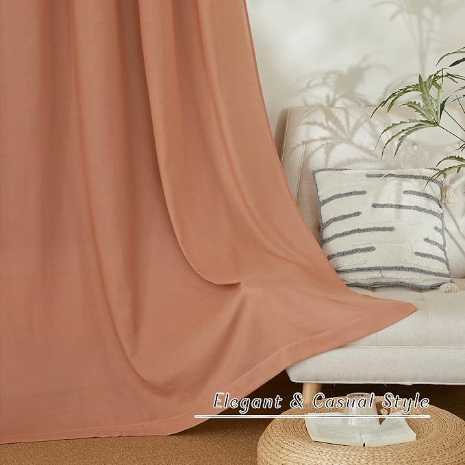 NICETOWN Linen Flax Semi Sheer Curtains 92" Length, Grommet Window Treatments - Image 7