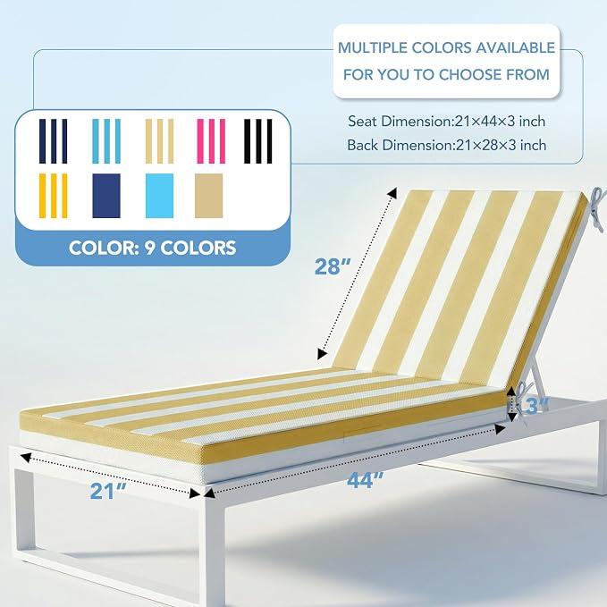 L'AGRATY Outdoor Lounge Chaise Cushion: 72x21x3 Inch Waterproof Lounge Chair - Image 2