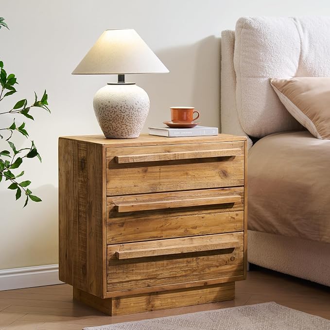 HOKYHOKY Set of 2 Reclaimed Solid Wood Nightstand-24 Inches Large End Table - Image 2