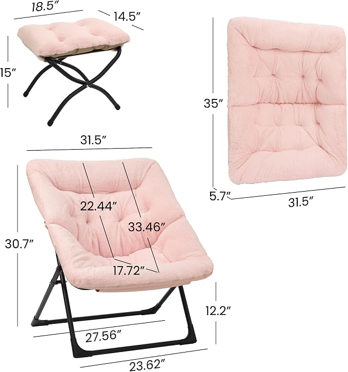 Comfy Saucer Chair for Adults, Soft Faux Fur Bedroom Chair - Image 3