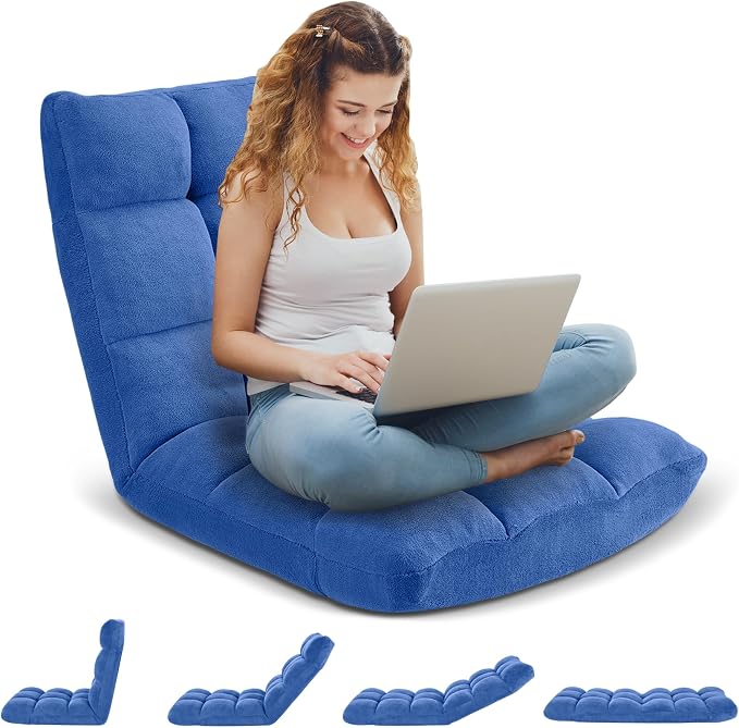 Folding Floor Gaming Chair 14-Poistion Cushioned Adjustable Floor Lazy Sofa - Image 4