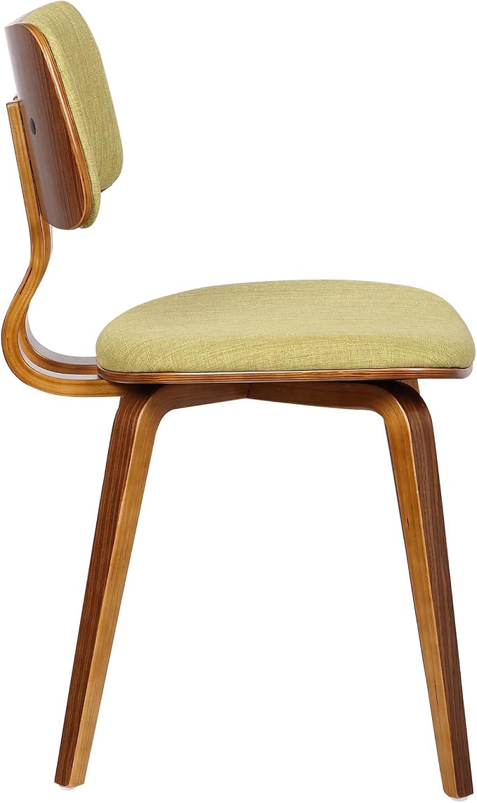 Armen Living Jaguar Mid-Century Dining Chair in Walnut Wood and Green Fabric - Image 7