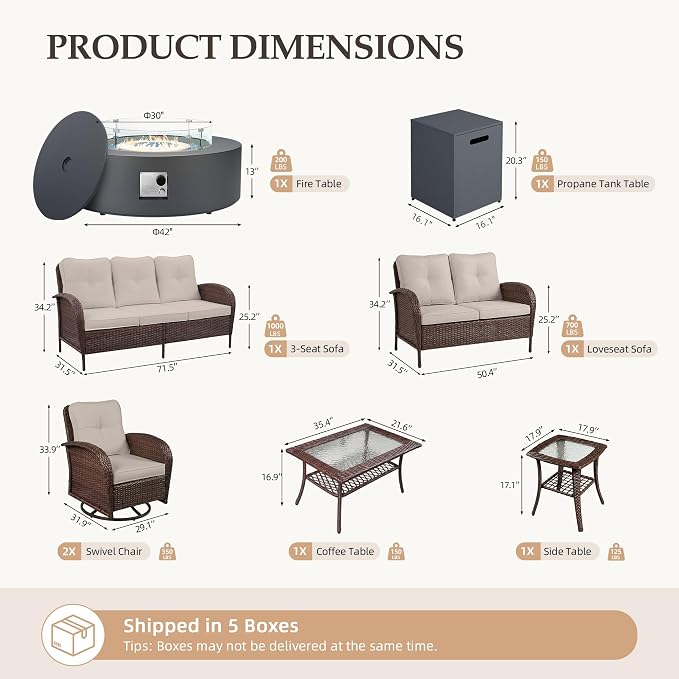 UPHA 8 Pieces Patio Furniture Set - Image 2
