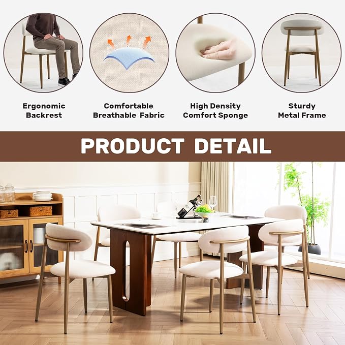 UVV Dining Chairs Set of 2, Metal Kitchen Chairs - Image 8