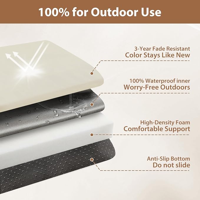 Waterproof Rocking Chair Cushions Outdoor & Indoor, Wooden Rocking Chair Pads - Image 5