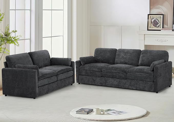 2 Pieces Chenille Sofa Set by LESOFAIR