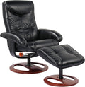 BenchMaster Newport Black Swivel Recliner and Slanted Ottoman by Benchmaster