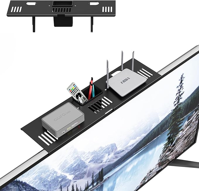 CABTE Adjustable Steel TV Top Shelf, Floating TV Stand, Universal Monitor Shelf by CABTE