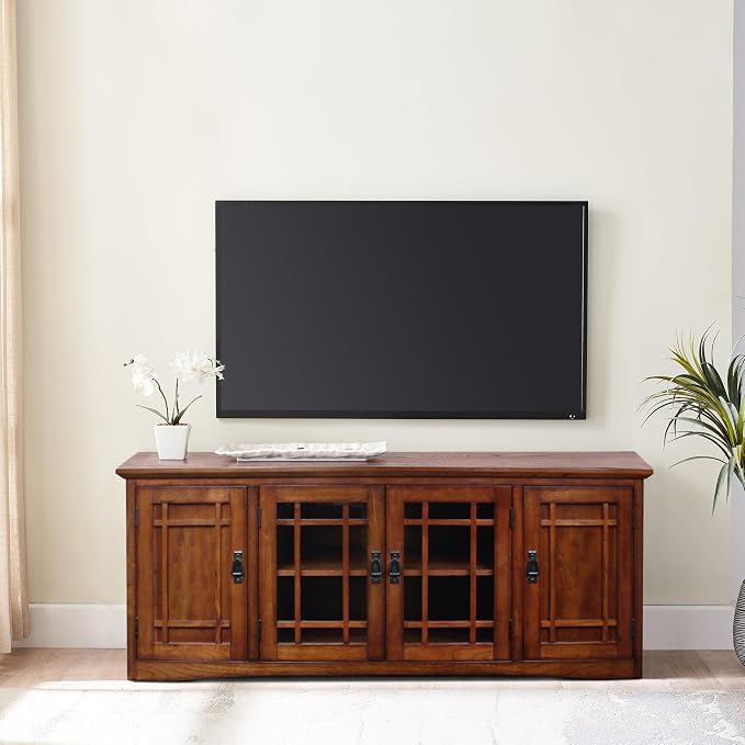 Leick Home 82360 Solid Wood Mission Oak Four Door TV Stand - Image 6