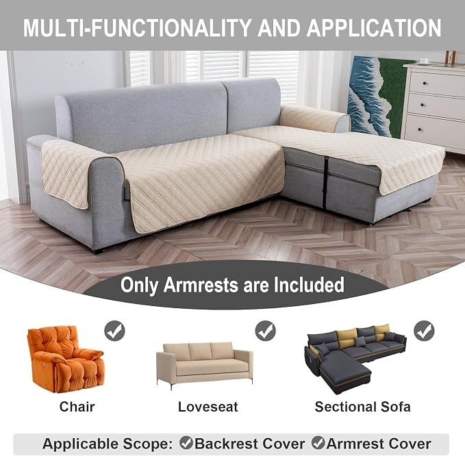 Genina Sofa Armrest Cover, Anti-Slip Armchair Slipcovers - Image 4