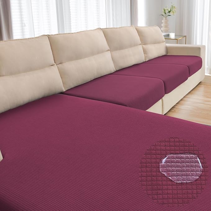 Water Repellent Couch Cushion Cover 3 Pieces Sofa Seat Cushion Covers, Stretch by TOPYUMH