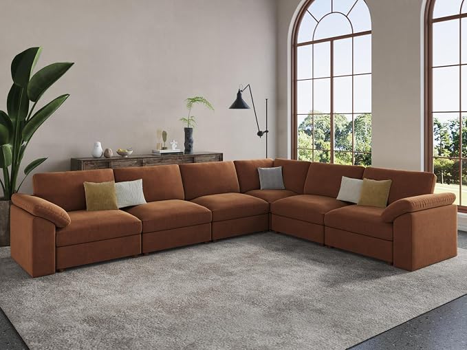 EASE MOOSE Oversized L Shape Sectional Couch, Extra Large Deep seat Brown - Image 4